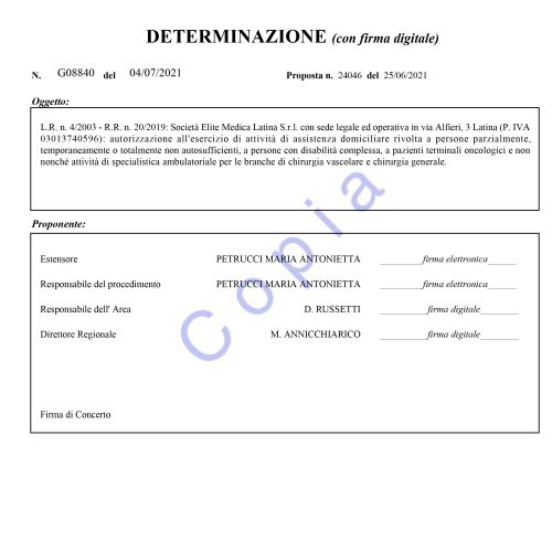 Autorizzazione all’esercizio di attività di assistenza domiciliare (in fase di Accreditamento)